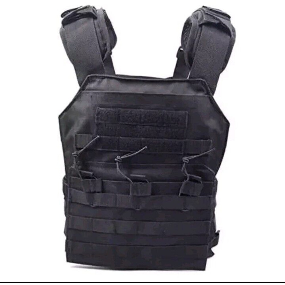 1000D Nylon Tactical Vest Black MOLLE Plate Carrier Adjustable Training Gear